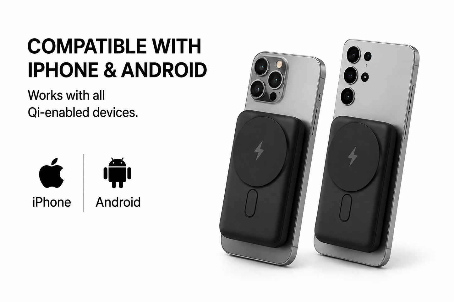 Zoltify magnetic power bank compatible with iPhone and Android