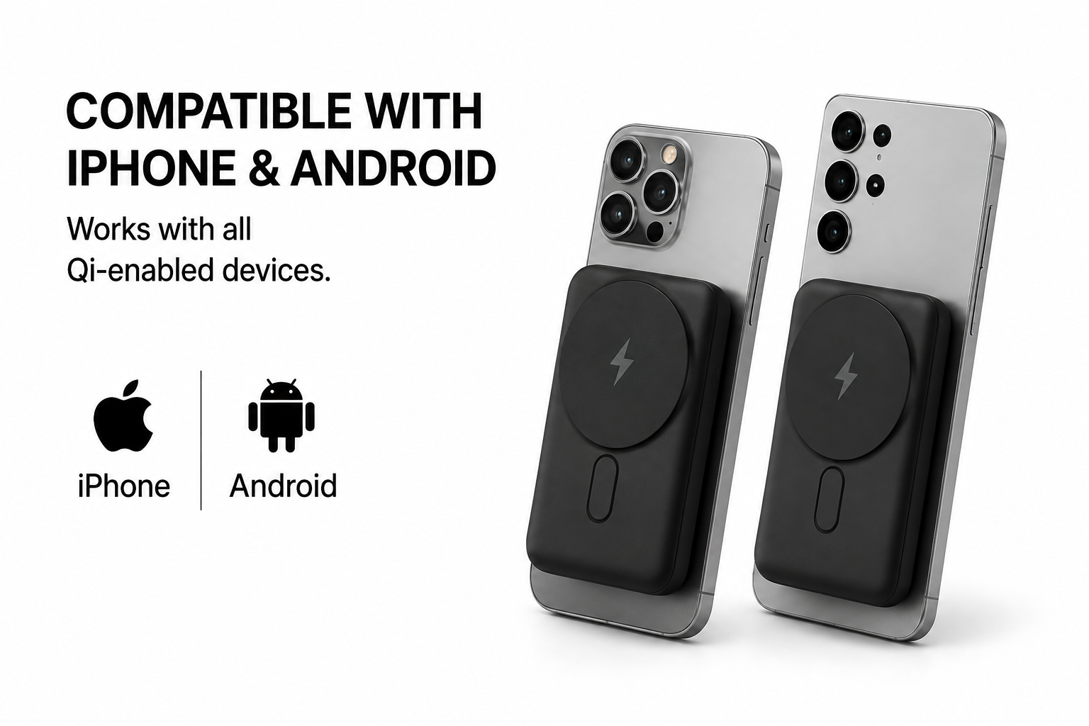 Zoltify magnetic power bank compatible with iPhone and Android